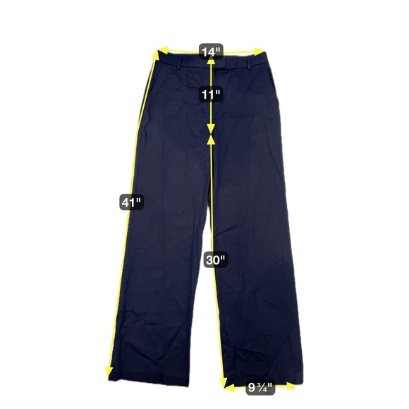 J. McLaughlin | Wide Leg Navy Blue Women's Trousers Size 4 Work Wardrobe Staple - Picture 6 of 6